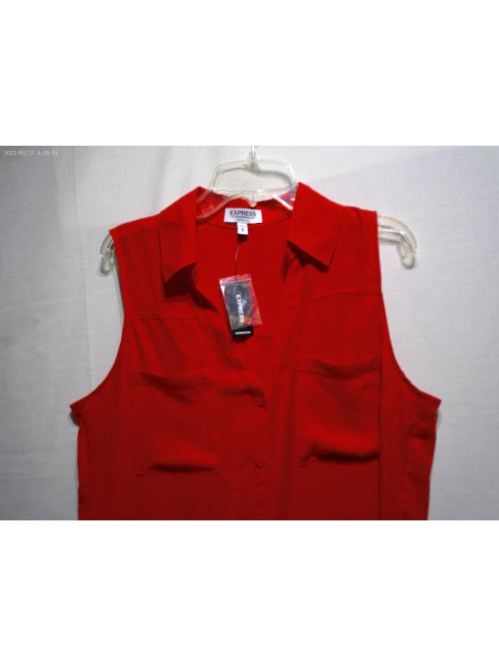 Express The Portofino Shirt Red Medium Sleeveless NWT - Picture 2 of 7